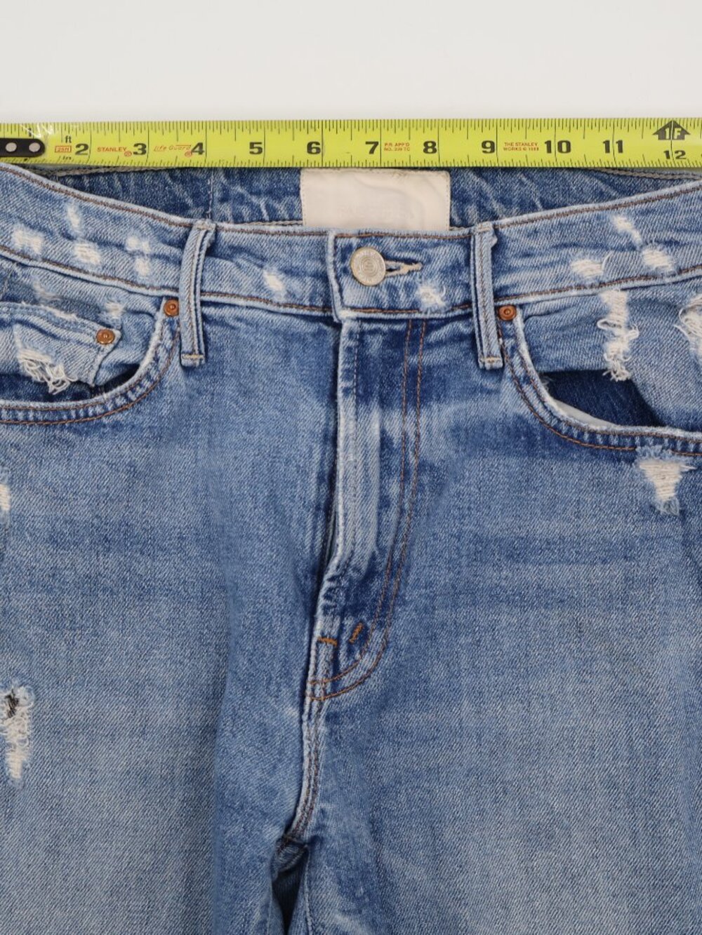 Mother The Insider Crop Step Fray Jeans Womens 27 Blue Distressed Holy Melanchol - Picture 5 of 11